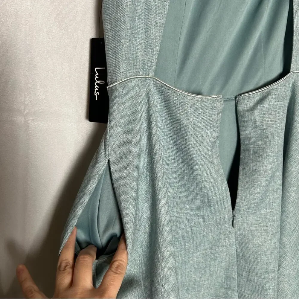 Lulu's Tiffany Blue Skater Dress Side Pockets Retro Vintage Classy Elegant Small - Picture 6 of 8